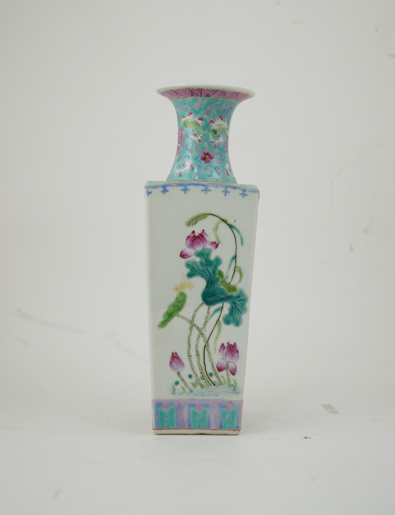 A Chinese famille rose square section vase, second half 19th century
